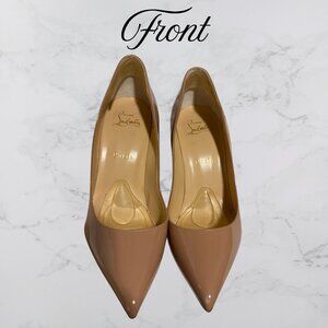 Christian Louboutin Pigalle 100 Nude Patent Heels Red Sole Protectors | EU 38